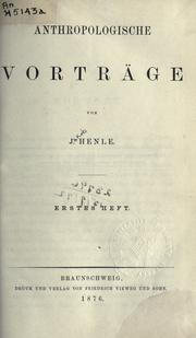 Front cover of Anthropologische Vorträge by Friedrich Gustav Jakob Henle