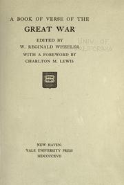Front cover of A book of verse of the great war by W. Reginald Wheeler