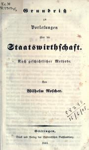 Front cover of Grundrisz zu Vorlesungen über die Staatswirthschaft by Wilhelm Roscher