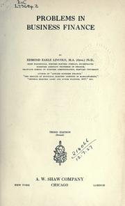 Front cover of Problems in business finance by Edmond Earle Lincoln