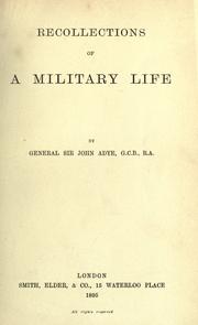 Front cover of Recollections of a military life by John Miller Adye