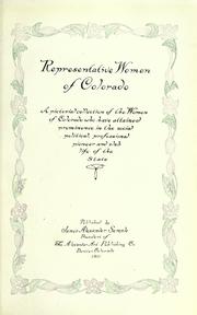 Front cover of Representative women of Colorado by James Alexander Semple