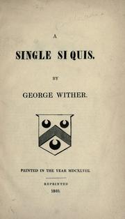 Cover of A single si quis by Wither, George