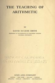 Cover of The teaching of arithmetic by David Eugene Smith