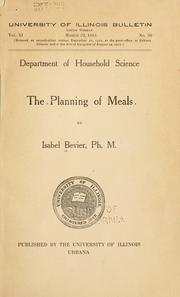 Front cover of The planning of meals by Isabel Bevier