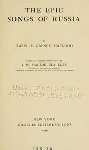 Front cover of The epic songs of Russia by Isabel Florence Hapgood (translator)
