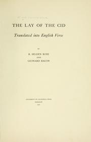 Front cover of The lay of the Cid by R. Selden Rose