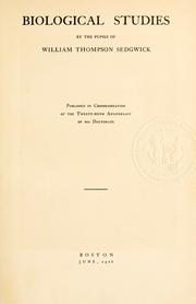 Cover of Biological studies by the pupils of William Thompson Sedgwick by William Thompson Sedgwick