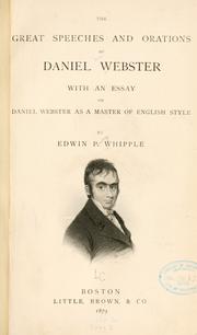 Front cover of The great speeches and orations of Daniel Webster by Daniel Webster