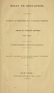 Cover of Essay on education by Barbara O'Sullivan Addicks