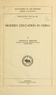 Front cover of Modern education in China by Charles K. Edmunds