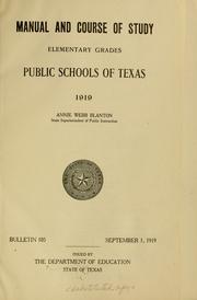 Cover of Manual and course of study by Texas. State Dept. of Education.