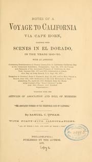 Front cover of Notes of a voyage to California via Cape Horn by Samuel Curtis Upham