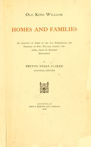 Front cover of Old King William homes and families by Peyton Neale Clarke