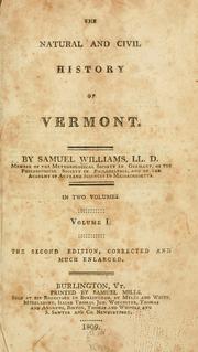 Front cover of The natural and civil history of Vermont by Samuel Williams