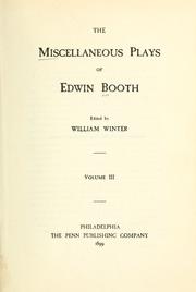 Front cover of The miscellaneous plays of Edwin Booth by Edwin Booth