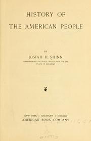 Front cover of History of the American people by Josiah Hazen Shinn