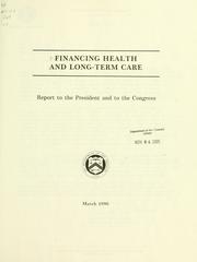 Front cover of Financing health and long-term care by United States. Dept. of the Treasury.