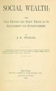 Front cover of Social wealth by Joshua King Ingalls