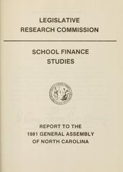 Cover of School finance studies by North Carolina. General Assembly. Legislative Research Commission.