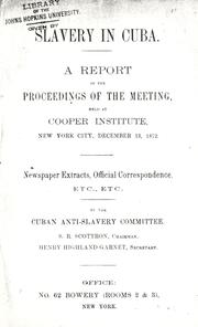 Front cover of Slavery in Cuba by Cuban Anti-slavery Committee, New York.