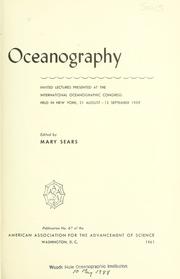Front cover of Oceanography; invited lectures presented at the International Oceanographic Congress held in New York, 31 August-12 September 1959 by International Oceanographic Congress. New York 1959.