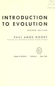 Cover of Introduction to evolution by Paul Amos Moody