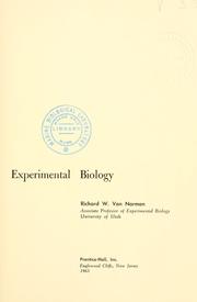 Front cover of Experimental biology by Richard W. Van Norman