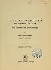 Front cover of The organic constituents of higher plants by Trevor Robinson