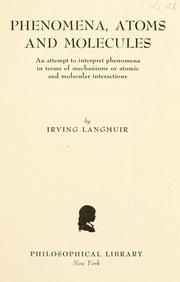 Front cover of Phenomena, atoms and molecules by Irving Langmuir