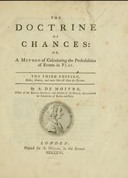 Cover of The doctrine of chances by Abraham de Moivre