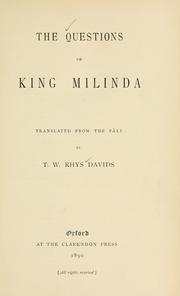 Front cover of The questions of King Milinda by Thomas William Rhys Davids
