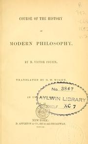 Front cover of Course of the history of modern philosophy by Cousin, Victor