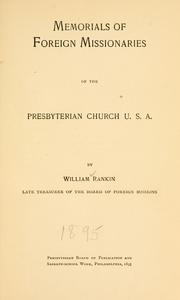 Front cover of Memorials of foreign missionaries of the Presbyterian church, U. S. A by William Rankin