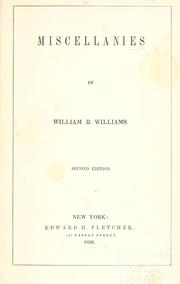 Cover of Miscellanies by William R. Williams