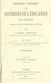Front cover of Histoire critique des doctrines de l'éducation en France depuis le seizième siècle by Gabriel Compayré