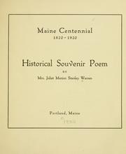 Front cover of Maine centennial 1820-1920 by Juliet M. Stanley Warren