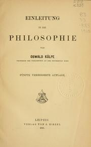 Front cover of Einleitung in die Philosophie by Oswald Külpe