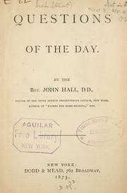 Front cover of Questions of the day by Hall, John