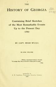 Front cover of The history of Georgia by Hugh McCall