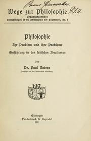 Cover of Philosophie, ihr Problem und ihre Probleme by Paul Natorp