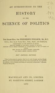 Front cover of An introduction to the history of the science of politics by Sir Frederick Pollock