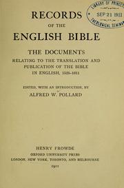 Front cover of Records of the English Bible by A. W. Pollard