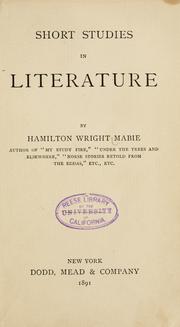 Cover of Short studies in literature by Hamilton Wright Mabie