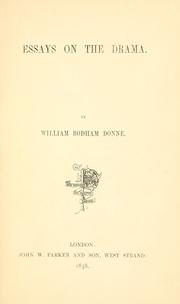 Front cover of Essays on the drama by William Bodham Donne