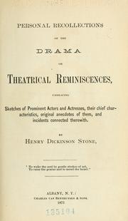 Front cover of Personal recollections of the drama by Henry Dickinson Stone