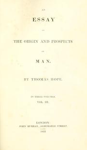 Cover of An essay on the origin and prospects of man by Thomas Hope