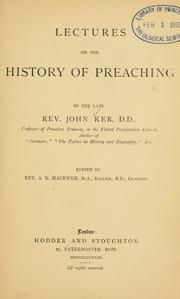 Front cover of Lectures on the history of preaching by Ker, John