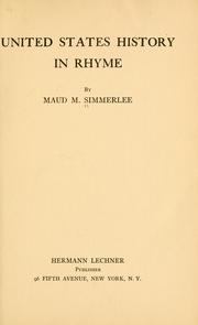 Front cover of United States history in rhyme by Maud M. Simmerlee