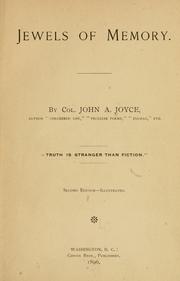 Front cover of Jewels of memory by John A. Joyce